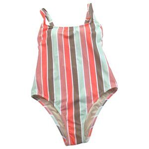 Kona Sol One Piece Swimsuit Womens Medium Multi Stripe Coverage Adjustable Strap